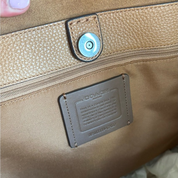 Authentic COACH Pebbled leather/suede snap long Tote - Picture 11 of 14